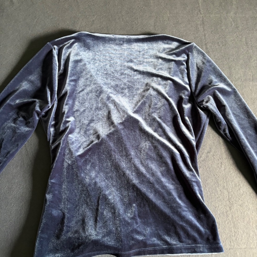 J.Crew Mercantile Wrap Top Womens Large Blue Core Whimsigoth 90s Fall Boho - Picture 8 of 9